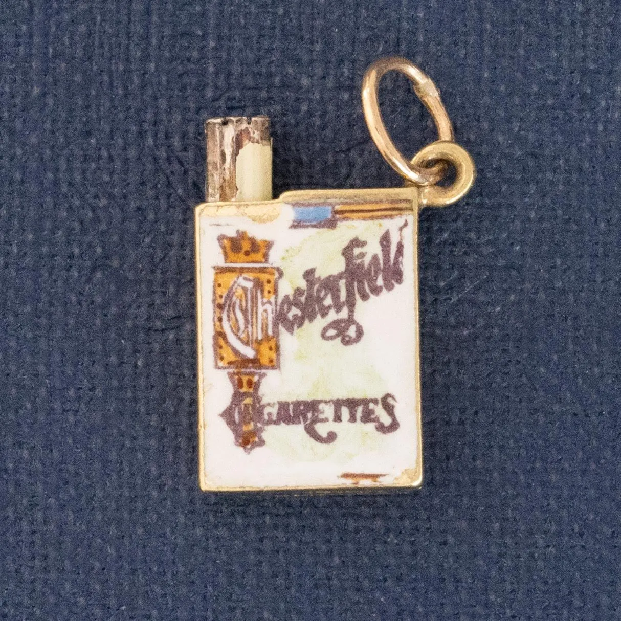 Vintage Enamel Chesterfield Cigarette Box Charm