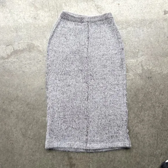 Vintage Eric Gregory Knits hand knit skirt 70s cozy winter silk, rabbit fur - S