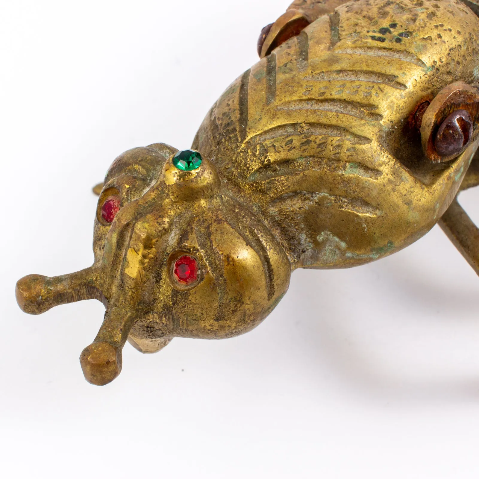 Vintage French Brass Jeweled Insect Box