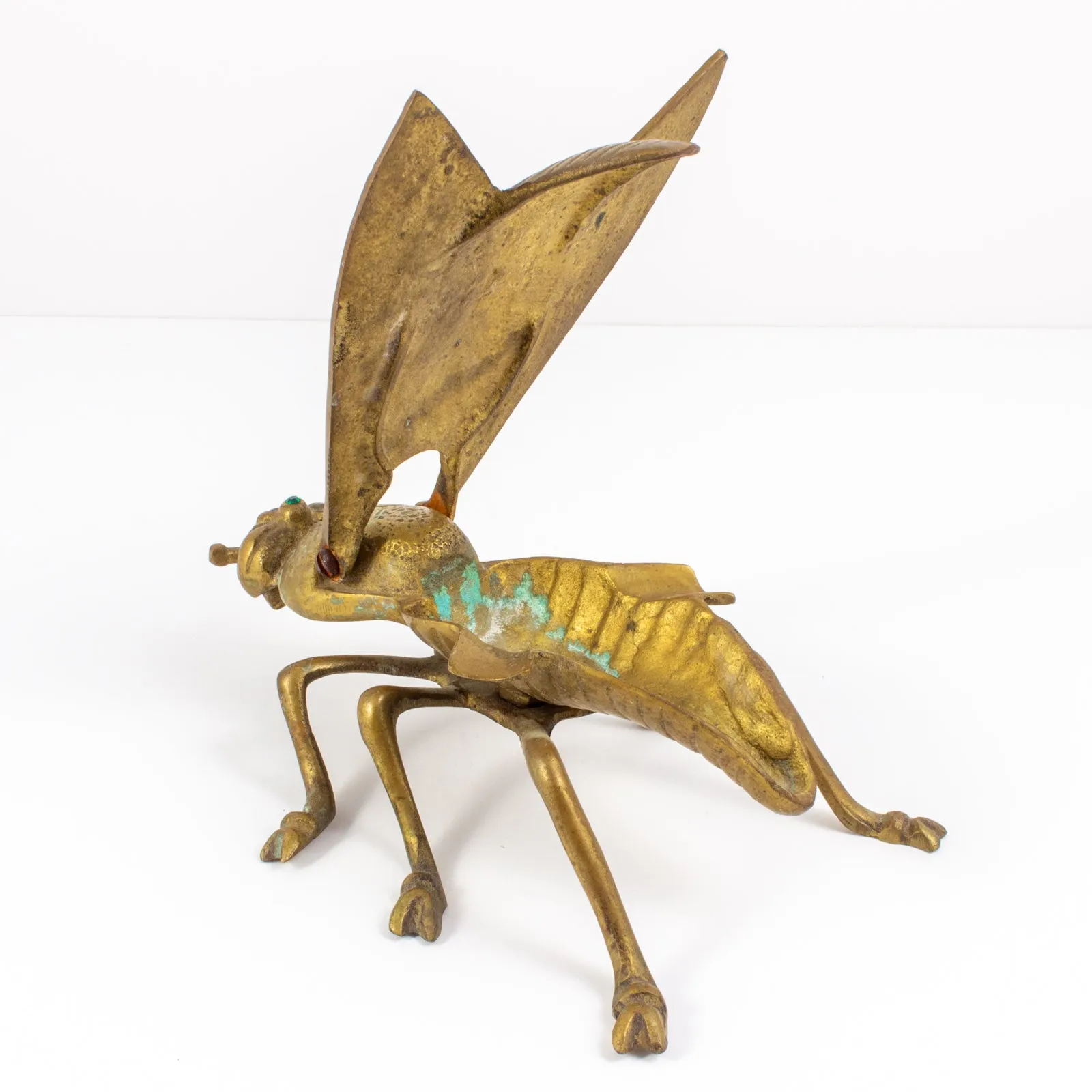 Vintage French Brass Jeweled Insect Box
