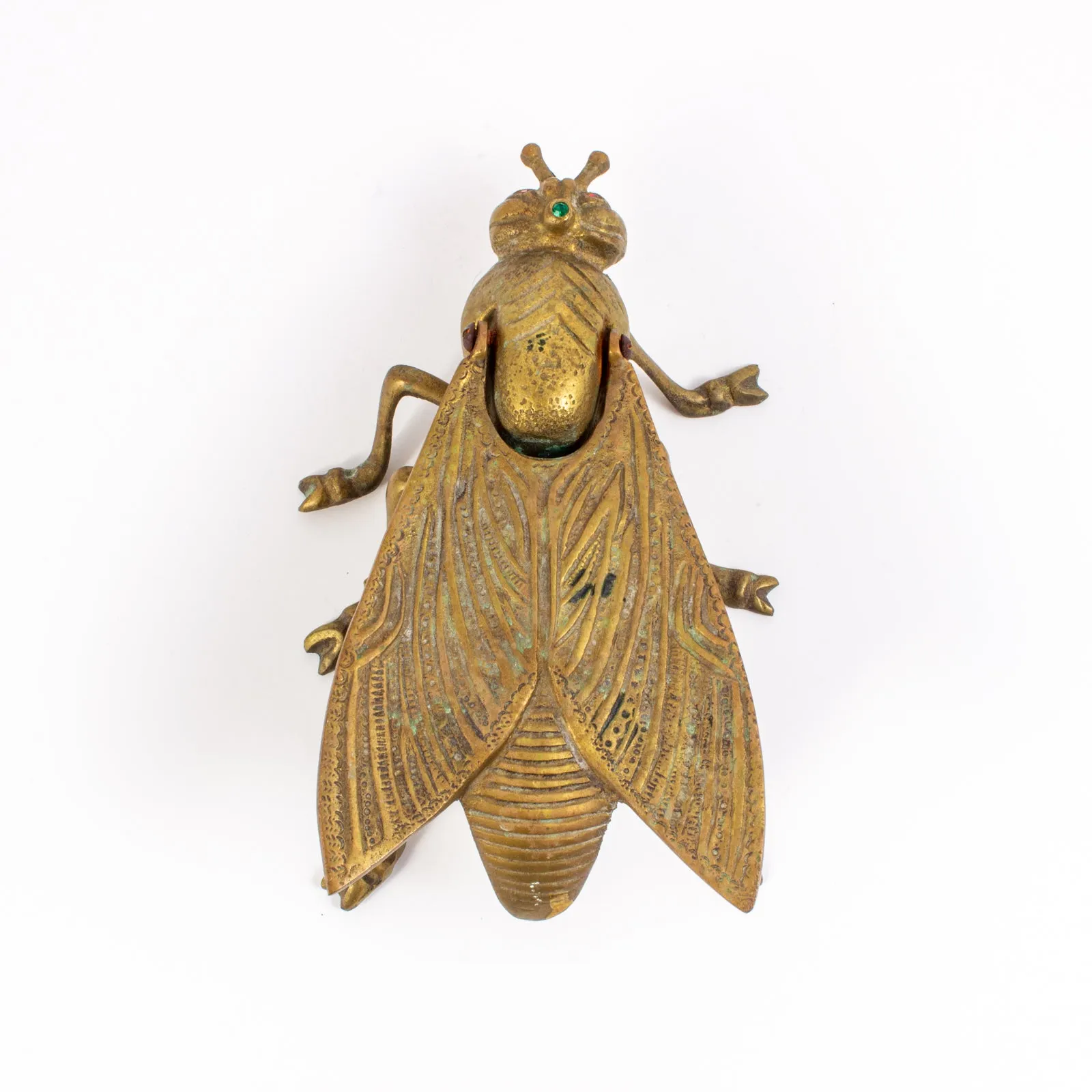Vintage French Brass Jeweled Insect Box