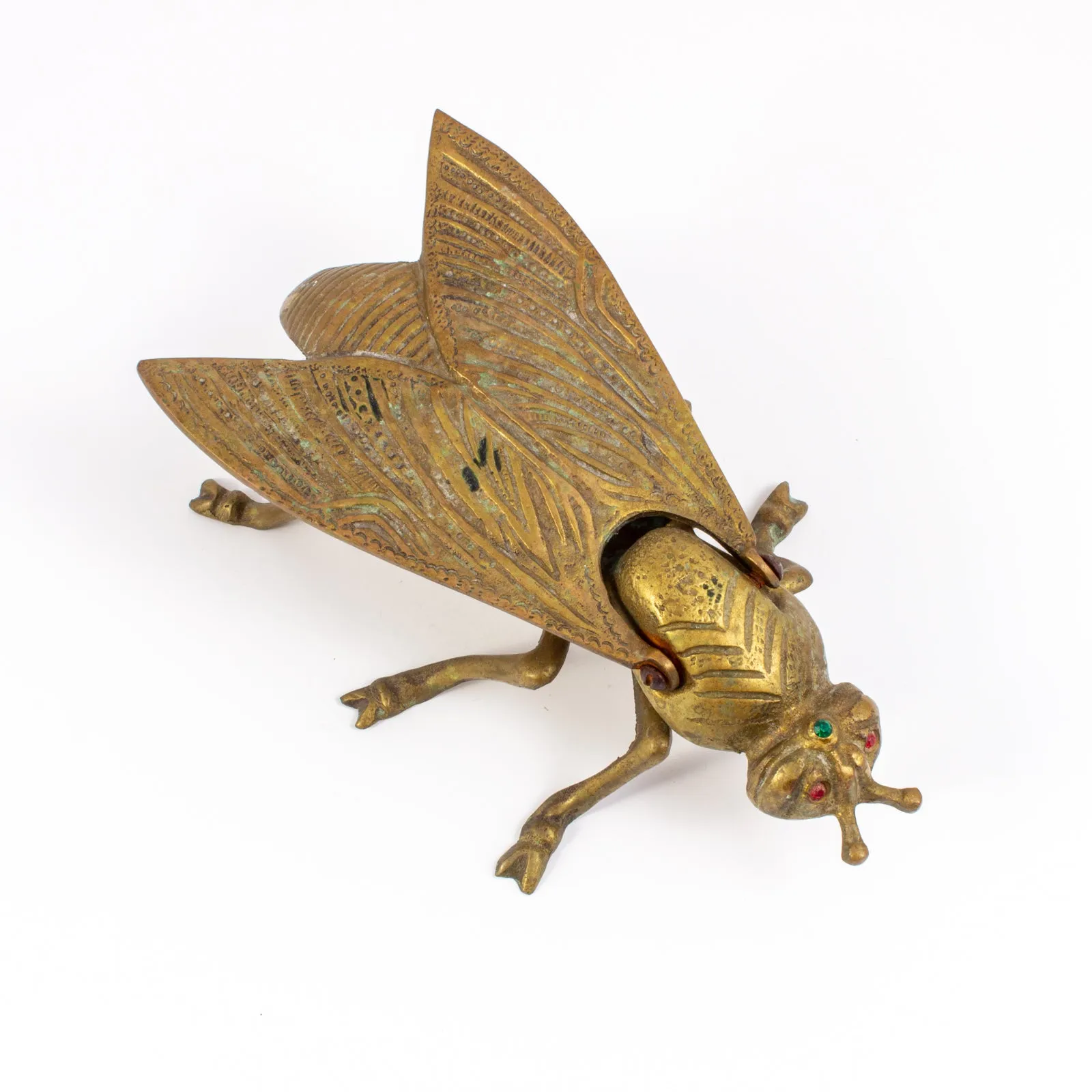 Vintage French Brass Jeweled Insect Box