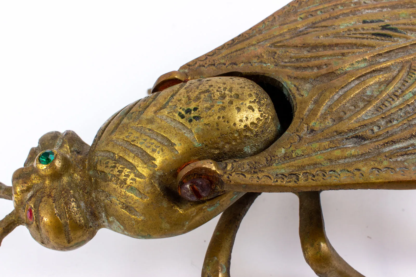 Vintage French Brass Jeweled Insect Box