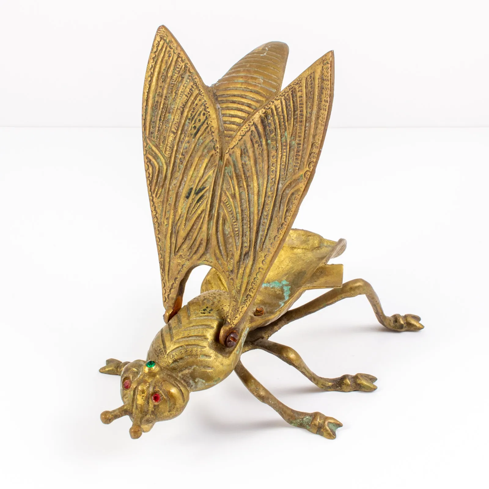 Vintage French Brass Jeweled Insect Box