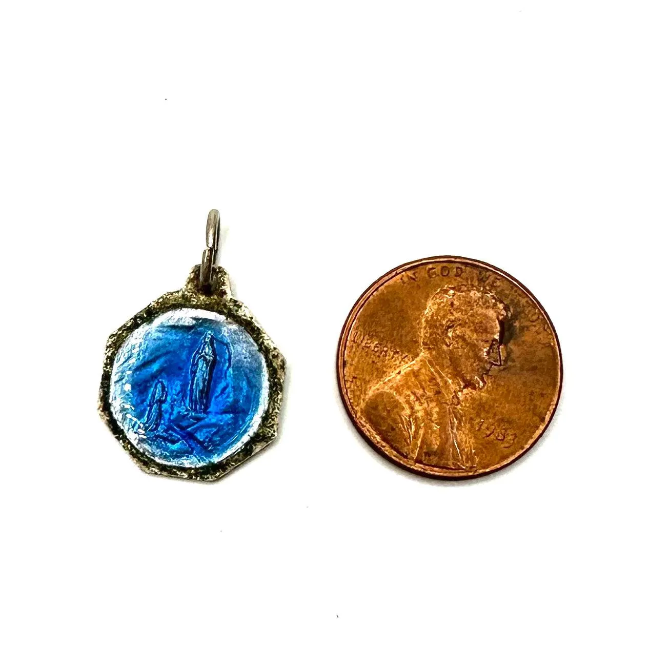 Vintage French Enameled Religious Medal