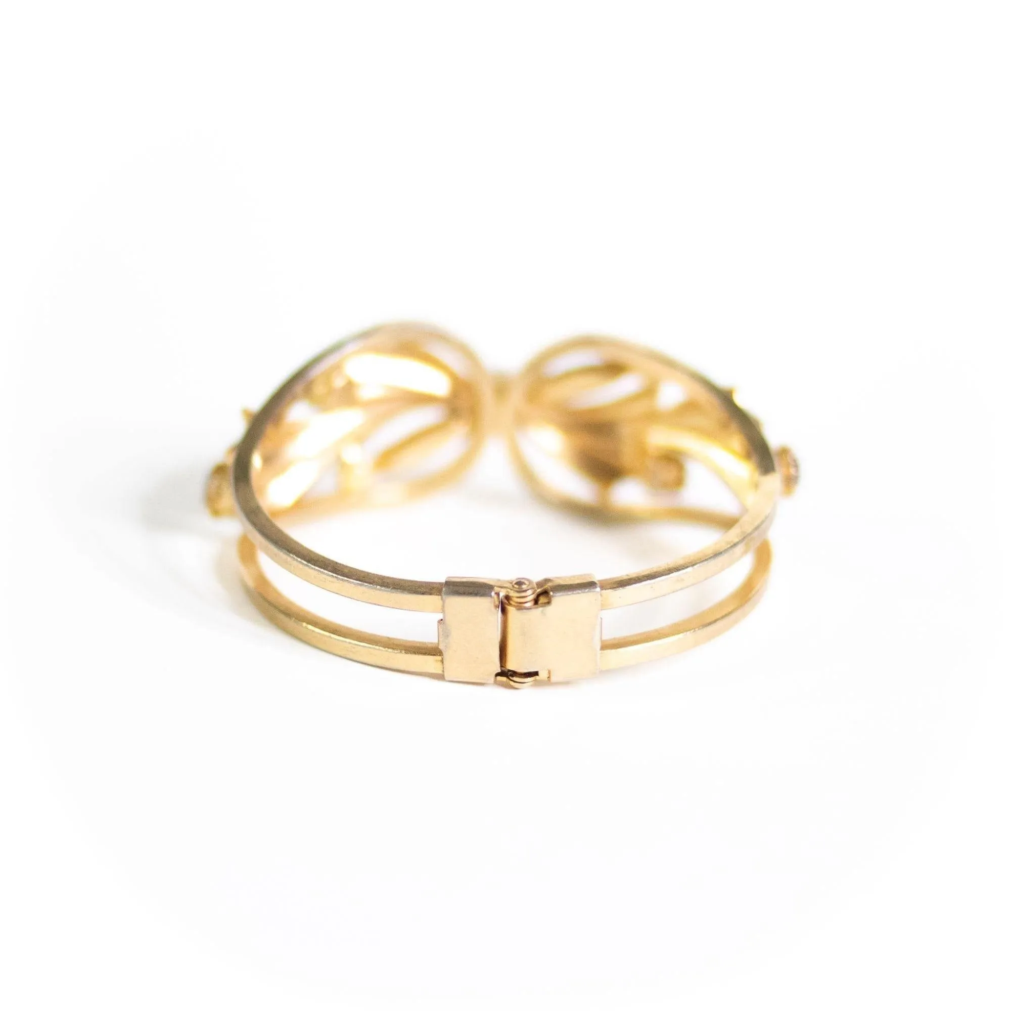 Vintage Green Leaves with Opaline Crystal Clamper Bracelet