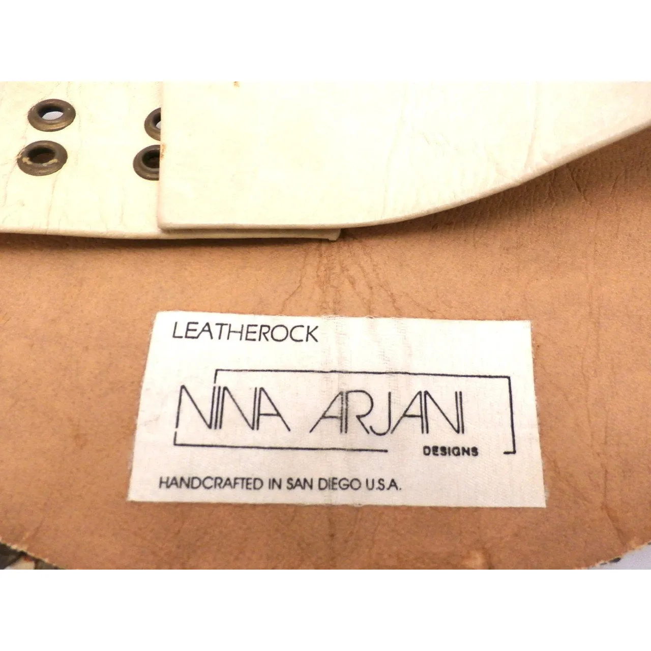 Vintage Leatherock Belt Nina Arjani Big Bold Bling 1970s Handcrafted  29-33