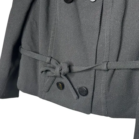 Vintage Lilli Ann 1960s Black Wool Blend Belted Jacket Coat
