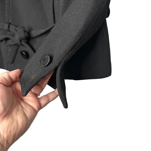 Vintage Lilli Ann 1960s Black Wool Blend Belted Jacket Coat