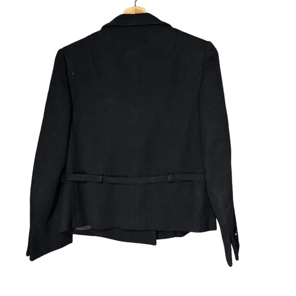 Vintage Lilli Ann 1960s Black Wool Blend Belted Jacket Coat