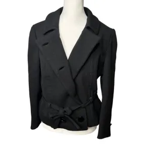 Vintage Lilli Ann 1960s Black Wool Blend Belted Jacket Coat