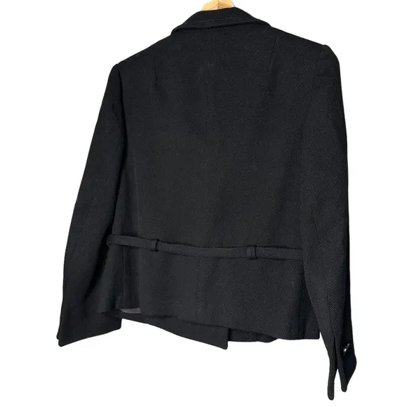 Vintage Lilli Ann 1960s Black Wool Blend Belted Jacket Coat