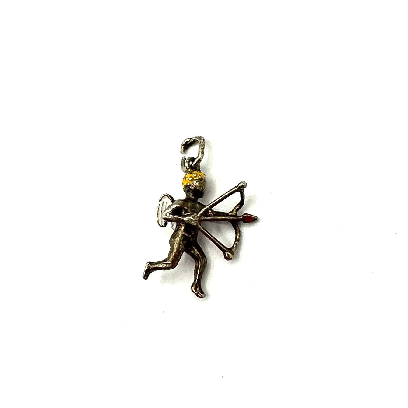Vintage Painted Silver Cupid