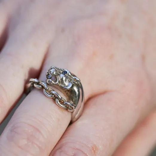 VINTAGE PANTHER IN CHAINS RING