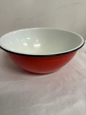 Vintage Red Enamel Pot With White Enamel Interior Circa1960’s