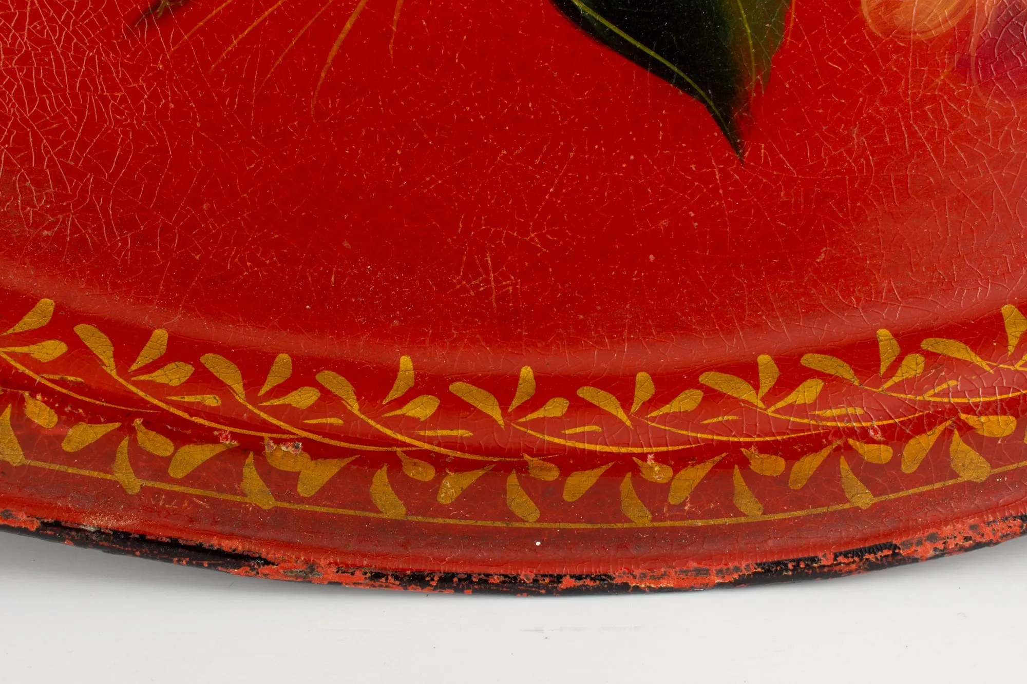 Vintage Russian Hand-Painted Enamel Metal Tray found in France