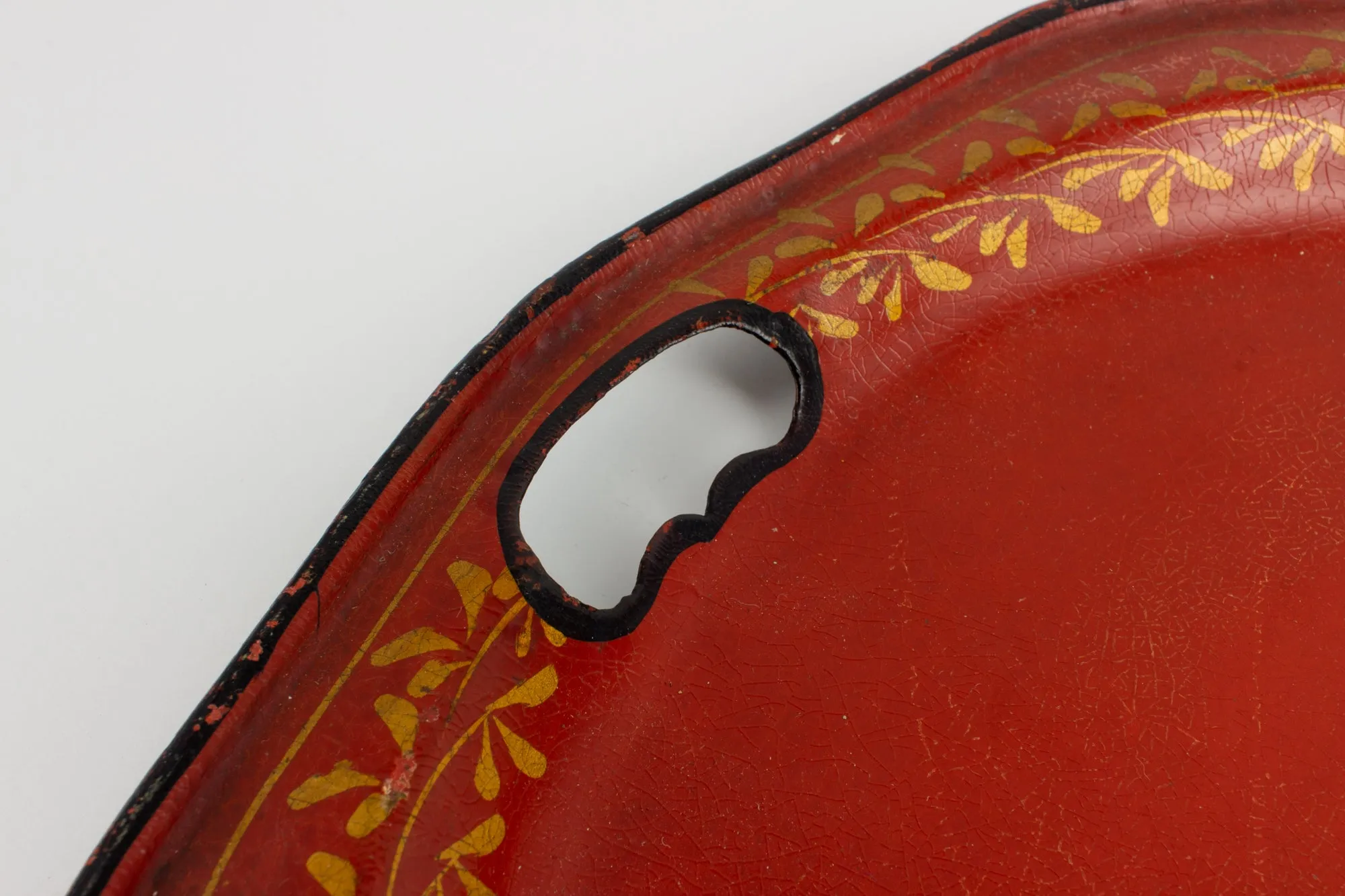 Vintage Russian Hand-Painted Enamel Metal Tray found in France