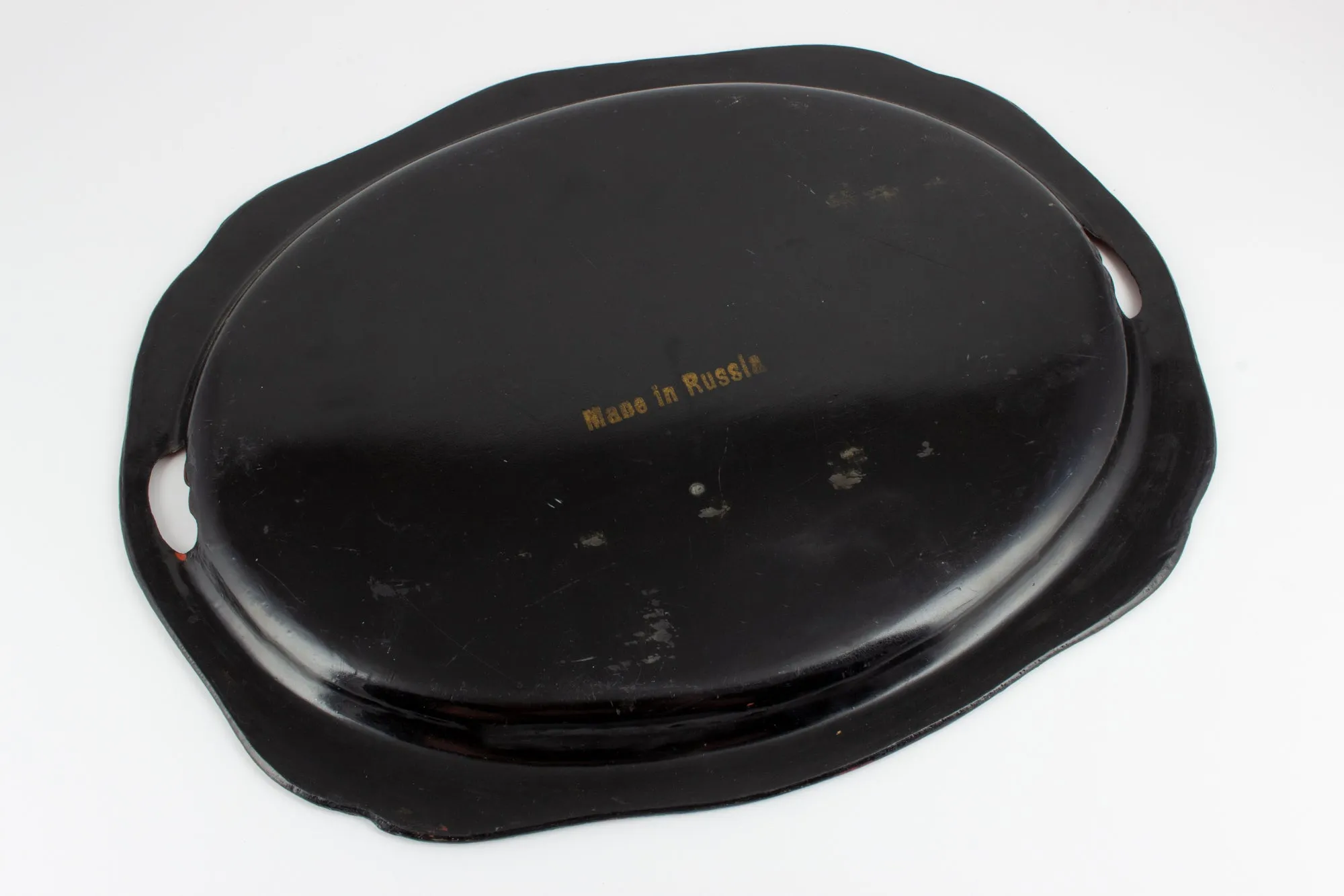 Vintage Russian Hand-Painted Enamel Metal Tray found in France