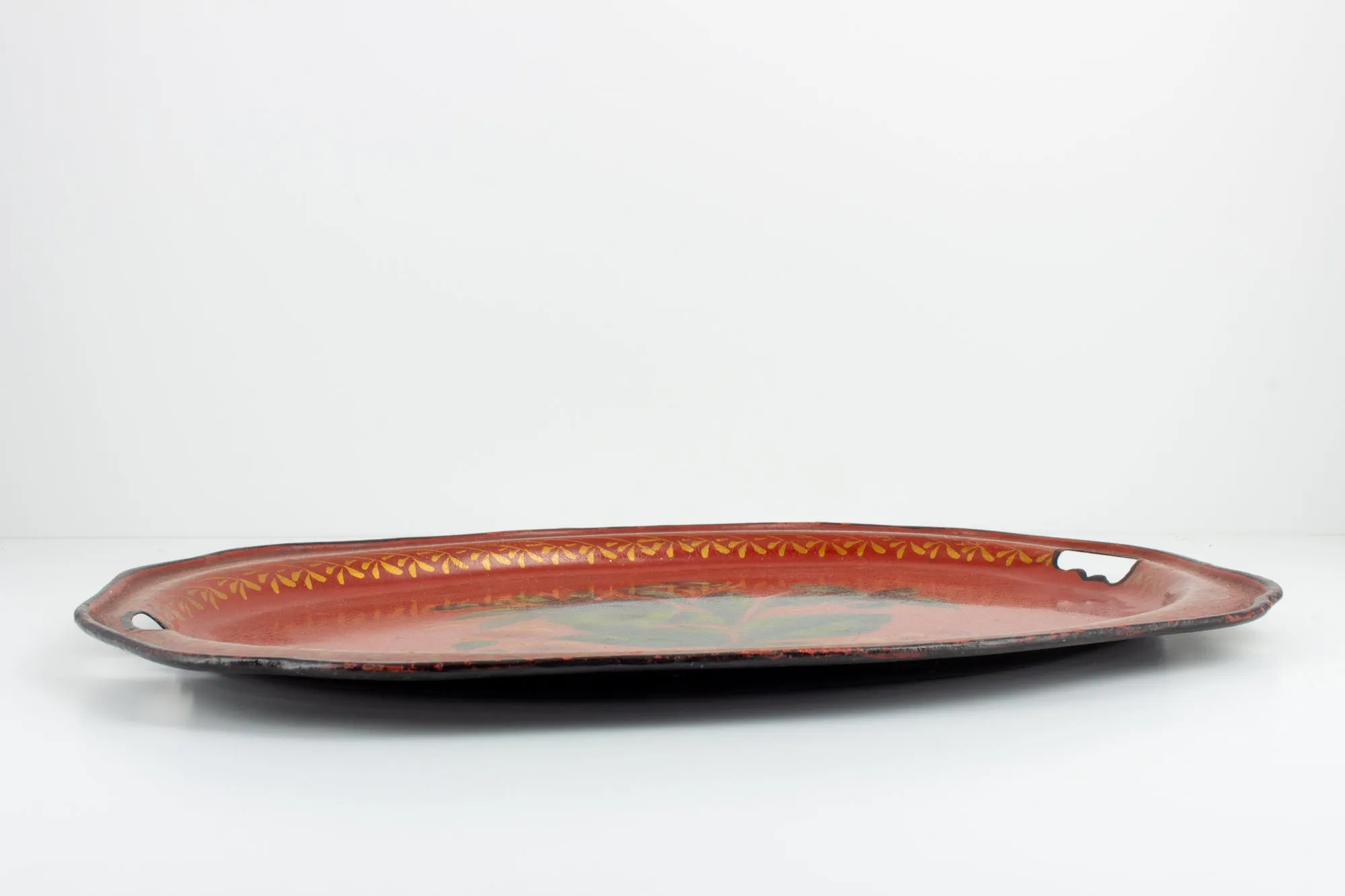 Vintage Russian Hand-Painted Enamel Metal Tray found in France
