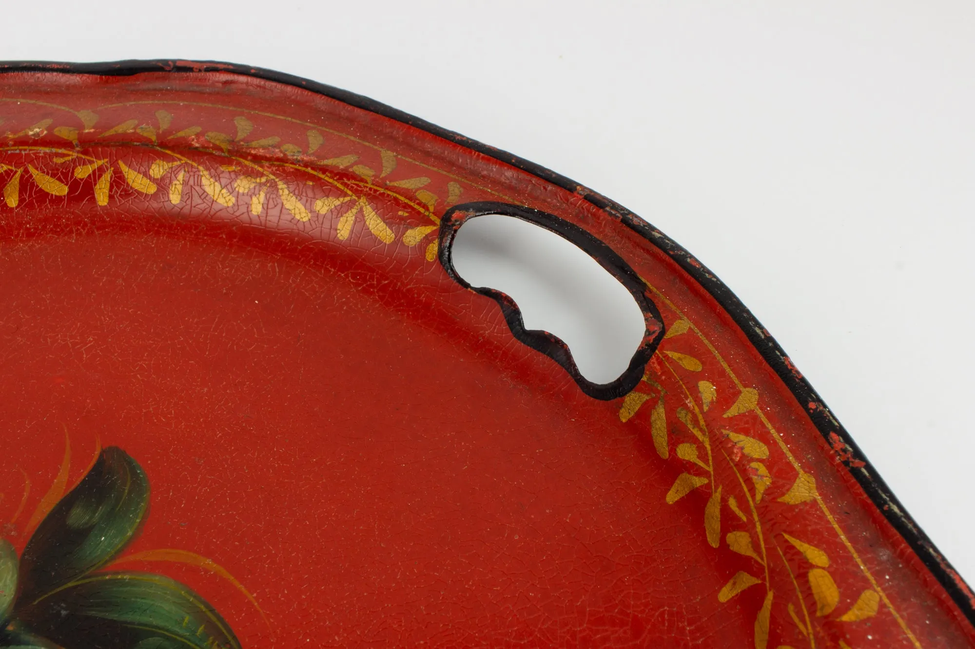 Vintage Russian Hand-Painted Enamel Metal Tray found in France