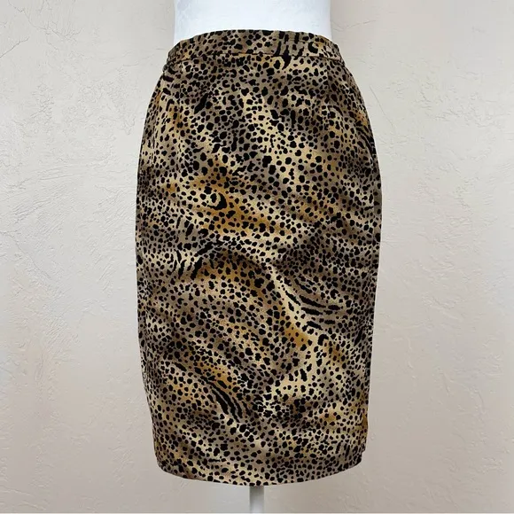 Vintage Silk Leopard Print Pencil Skirt 8P Fits Like S