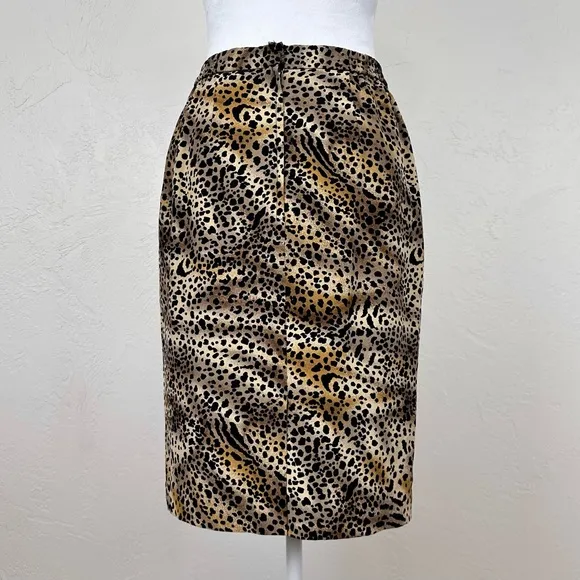 Vintage Silk Leopard Print Pencil Skirt 8P Fits Like S