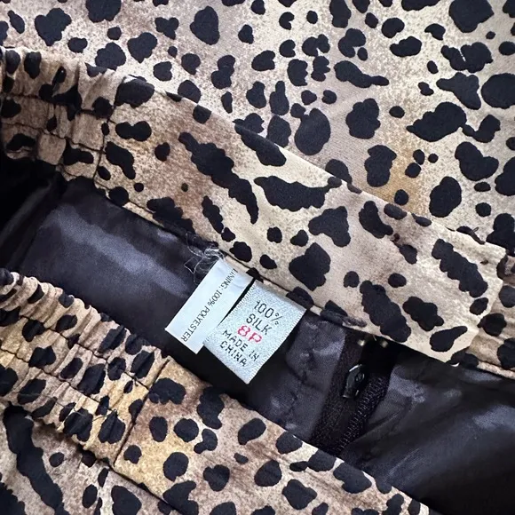 Vintage Silk Leopard Print Pencil Skirt 8P Fits Like S