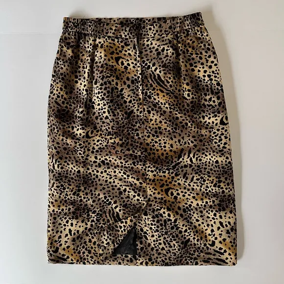 Vintage Silk Leopard Print Pencil Skirt 8P Fits Like S