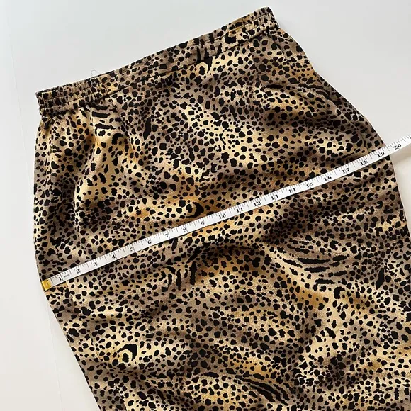 Vintage Silk Leopard Print Pencil Skirt 8P Fits Like S