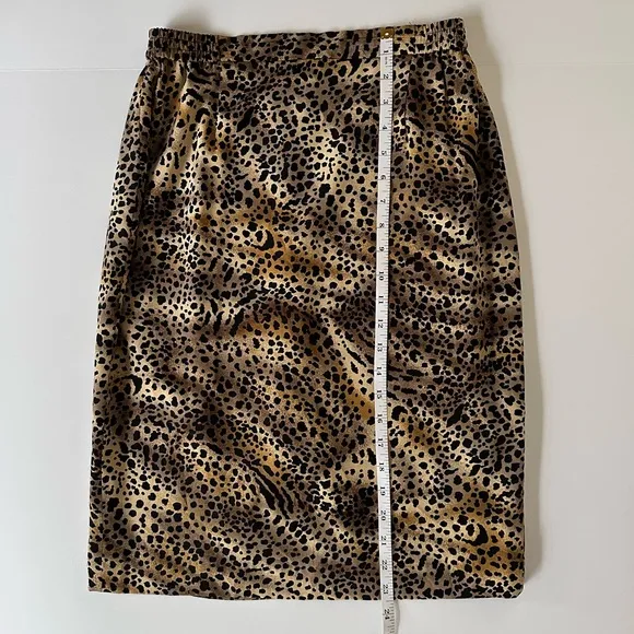 Vintage Silk Leopard Print Pencil Skirt 8P Fits Like S