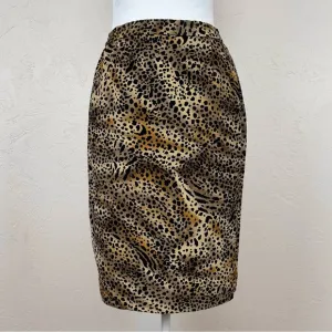 Vintage Silk Leopard Print Pencil Skirt 8P Fits Like S
