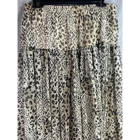 Vintage SK &amp; Company Maxi Skirt Women's Leopard Print Safari Boho Animal size 14