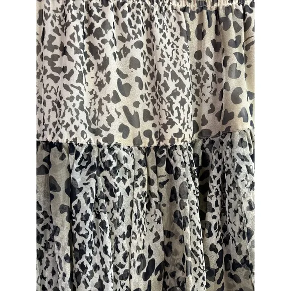 Vintage SK &amp; Company Maxi Skirt Women's Leopard Print Safari Boho Animal size 14