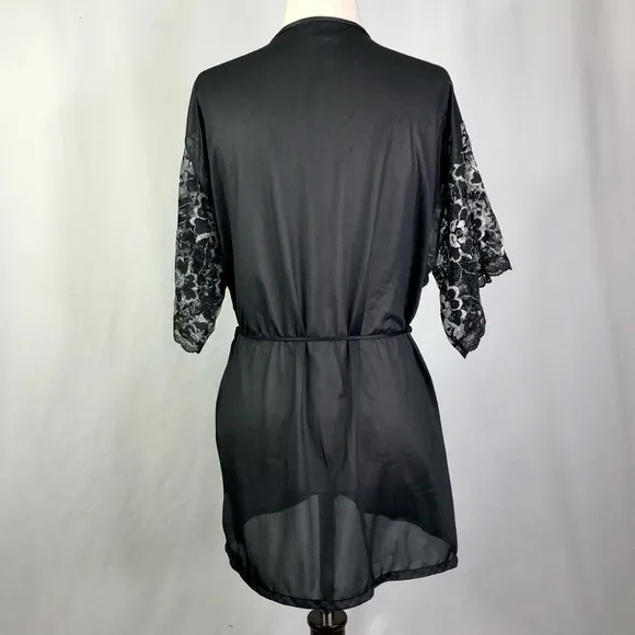 VINTAGE Undercover Wear short peignoir open front top lace sleeves sissy M