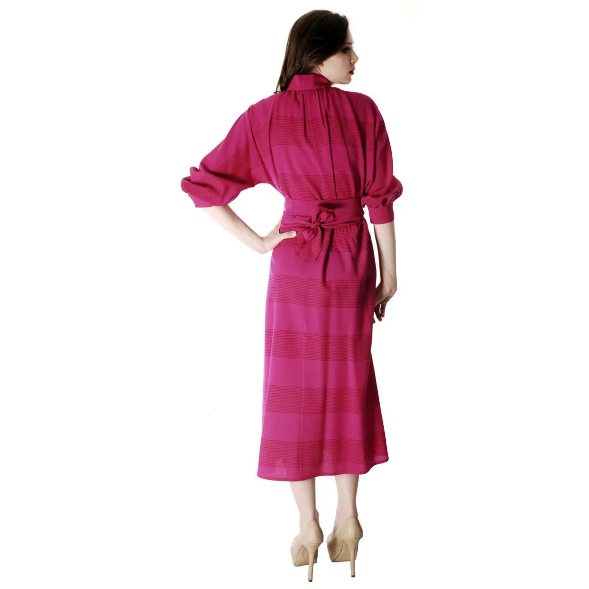 Vintage Vuokko Nurmesniemi Finland Fuchsia  Finest Wool Voile Coat Dress 1970s XS-M