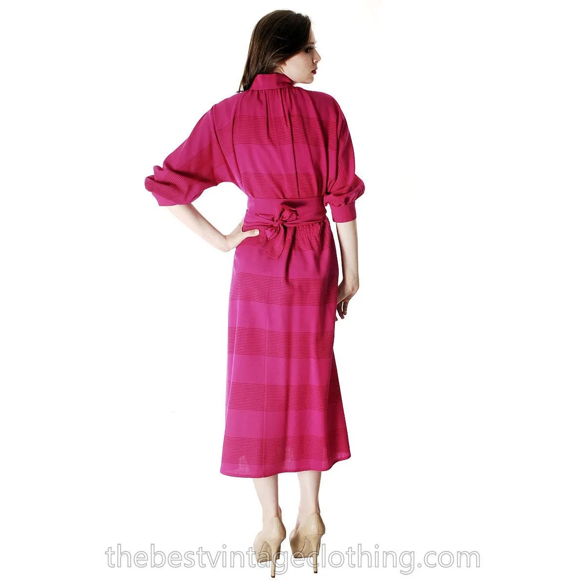 Vintage Vuokko Nurmesniemi Finland Fuchsia  Finest Wool Voile Coat Dress 1970s XS-M