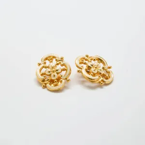 Vintage White and Gold Filigree Earrings