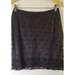 Vintage Y2K EXPRESS Floral Lace Chiffon Mini Skirt Sz 7/8 Whimsy Goth Fairy Core