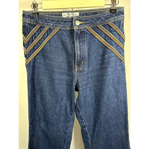 WE THE FREE/FREE PEOPLE Women's Over The Rainbow Flare Denim Jeans Blue Size 27