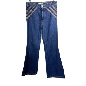 WE THE FREE/FREE PEOPLE Women's Over The Rainbow Flare Denim Jeans Blue Size 27