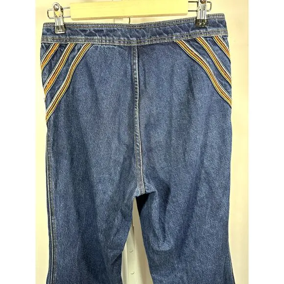 WE THE FREE/FREE PEOPLE Women's Over The Rainbow Flare Denim Jeans Blue Size 27
