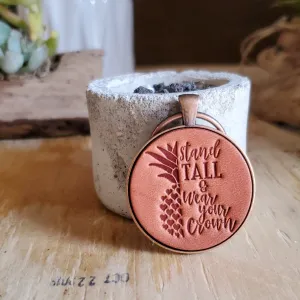 Wear Your Crown Pineapple Leather Keychain
