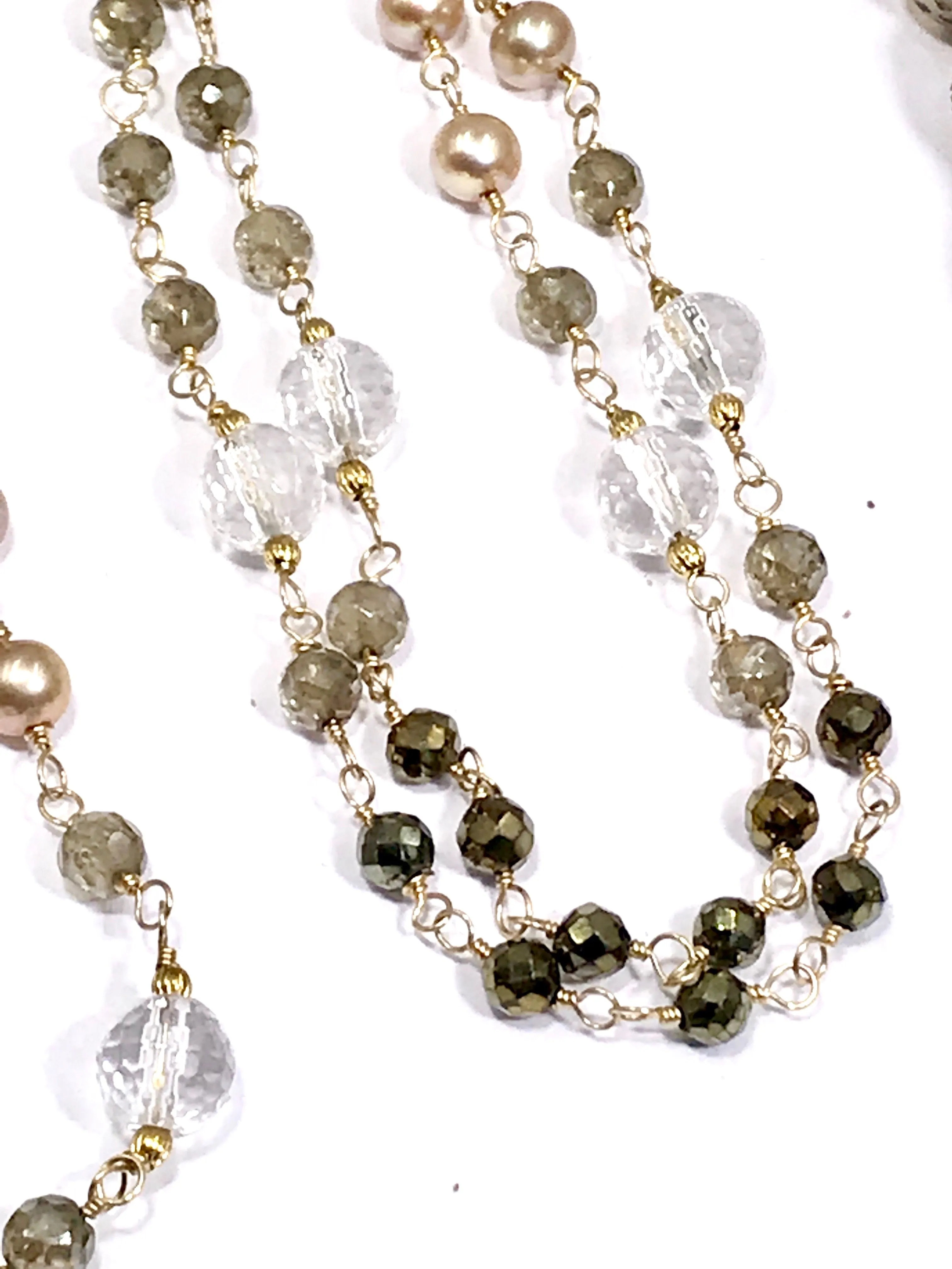 Wire Wrap Long Beaded Tassel Necklace