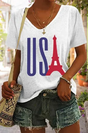 Women's 2024 Paris Olympics Printed Short Sleeve T-Shirt