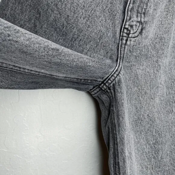 Zara Grey Acid Wash High Rise Distressed Denim Boyfriend Mom Jeans 4
