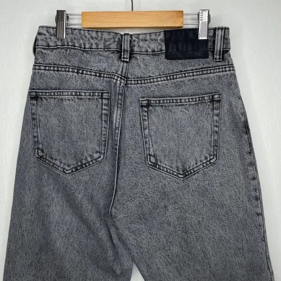Zara Grey Acid Wash High Rise Distressed Denim Boyfriend Mom Jeans 4