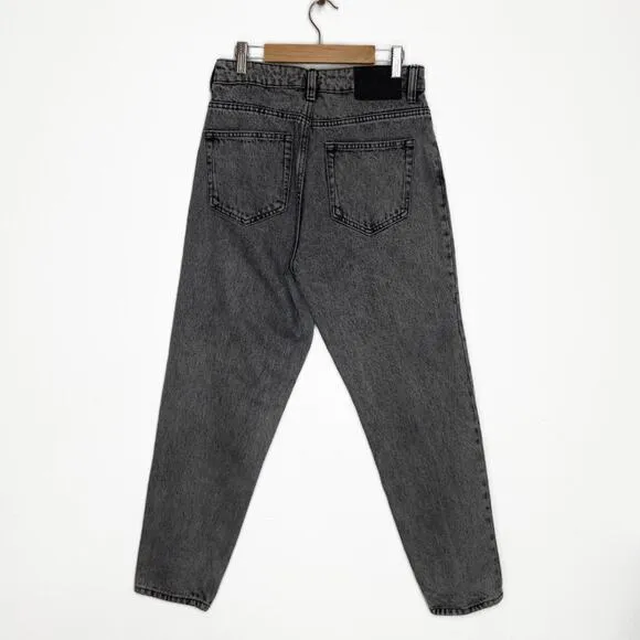 Zara Grey Acid Wash High Rise Distressed Denim Boyfriend Mom Jeans 4