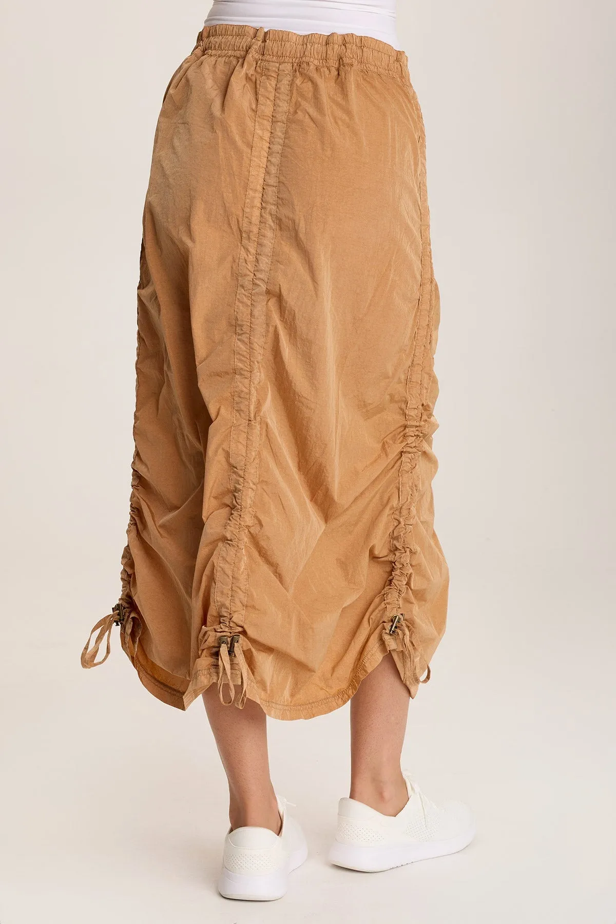 Zeno Ruched Sporty Cargo Midi Skirt